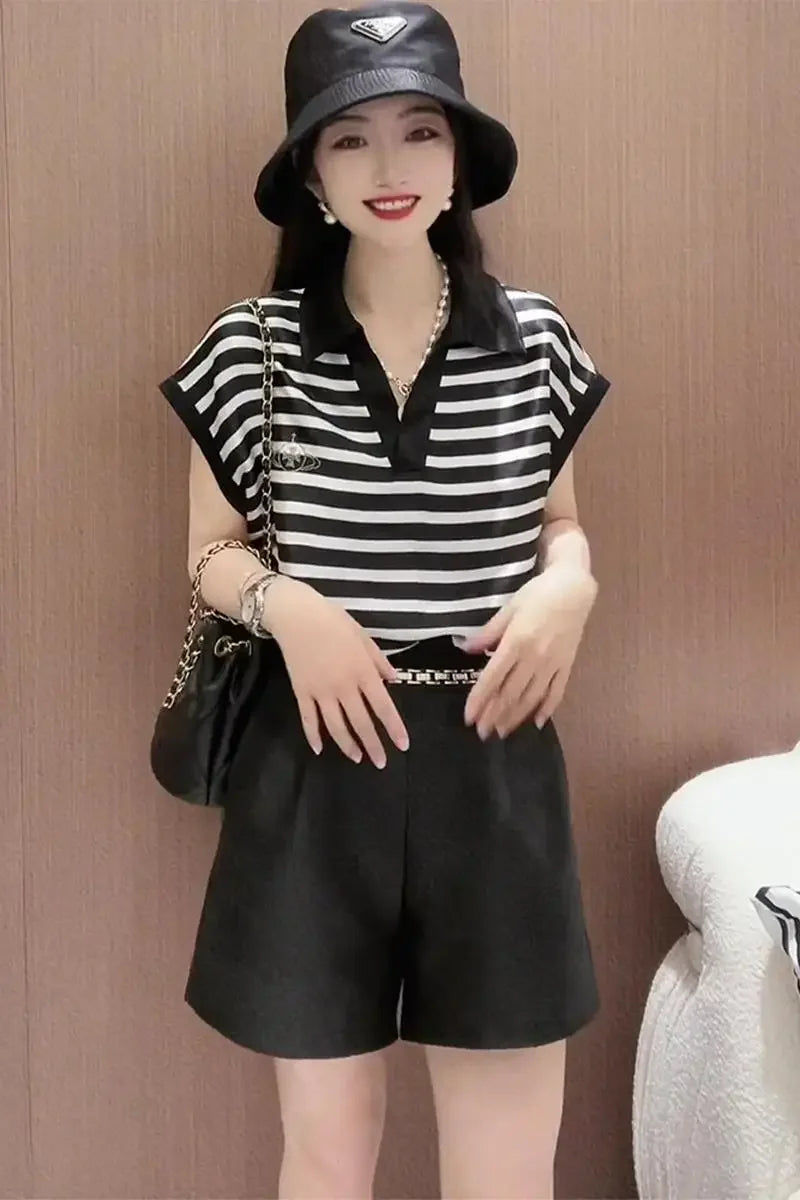 Striped Two Piece Summer Short Set