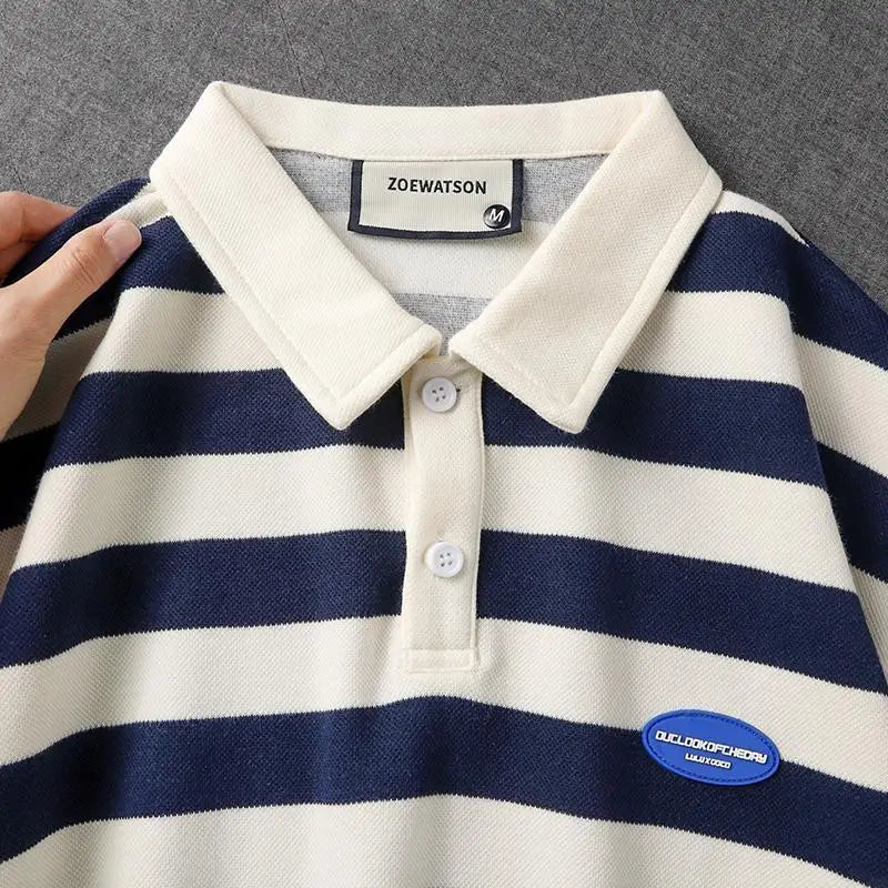 Striped Preppy Summer Polo Shirt