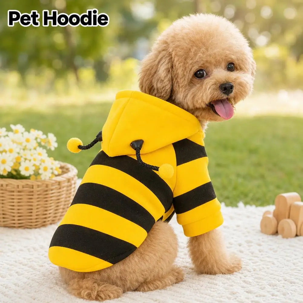 Bee Pet Puppy Coat Apparel Outfit Dog Hoodies Winter Warm Cat Cosplay Costume Holiday Outfit for Small Medium Dogs & Cats