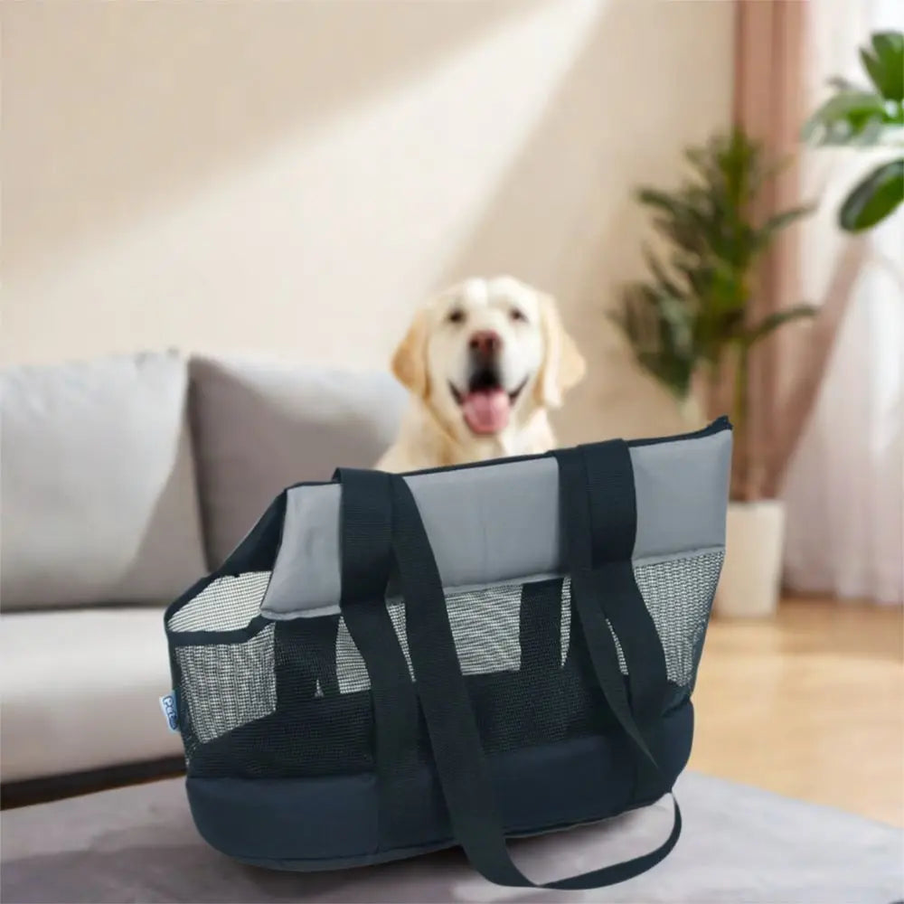 Practical Oxford Cloth Pet Carrier Black Foldable Pet Bag Breathable Lightweight Pet Backpack Hiking Trip