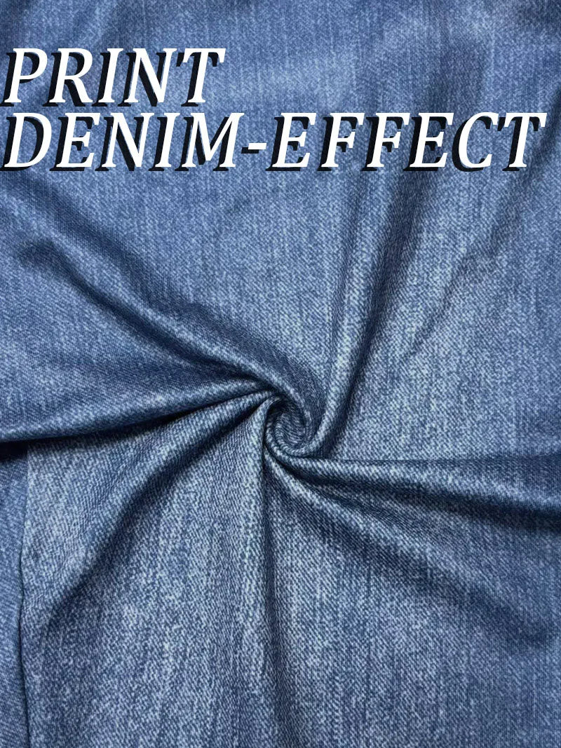 5898 [Printed Leggings - Not Denim Fabric]Ladies' Seven-Point Leggings with a Faux Denim Print, Form-Fitting Pants