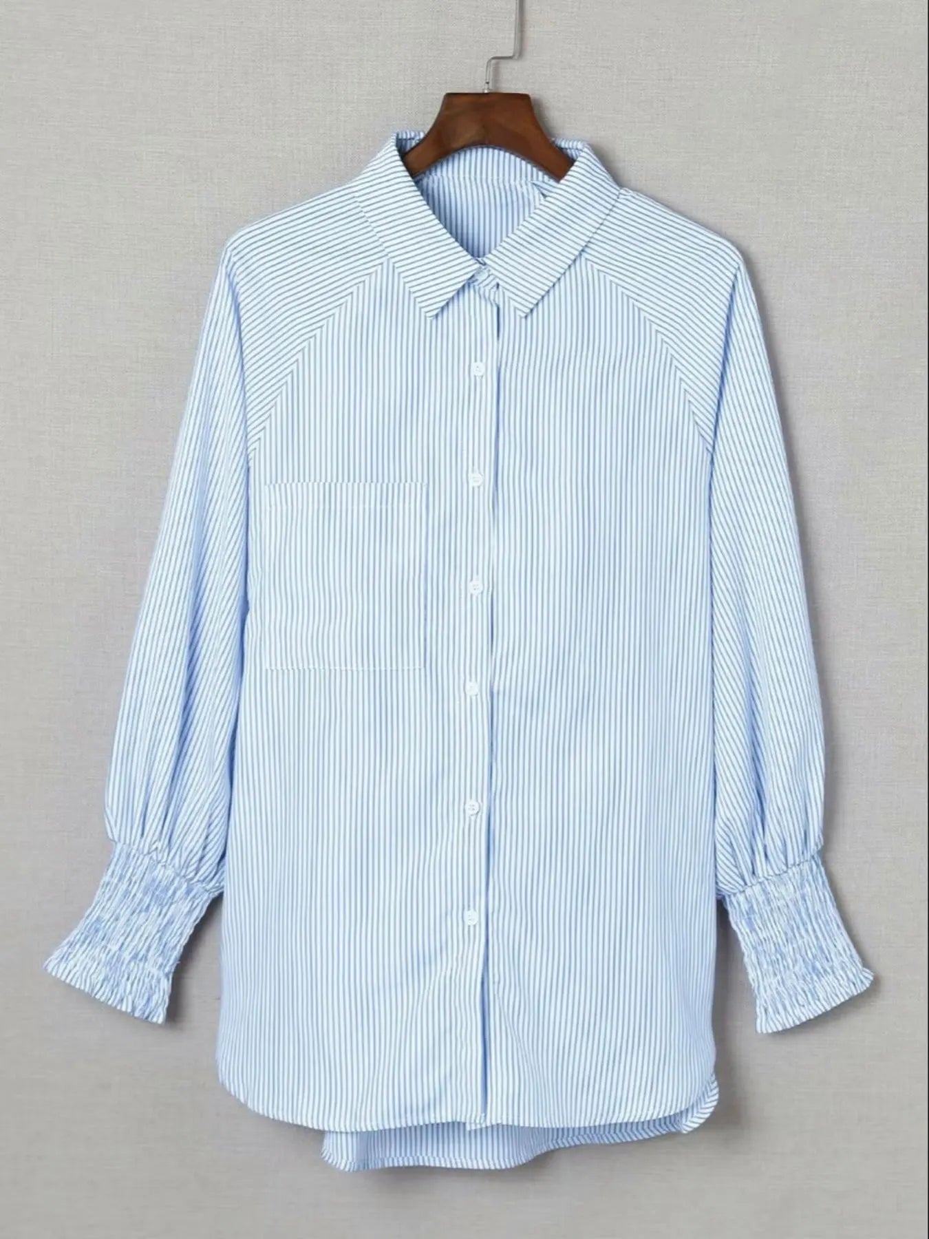 Striped Pocket Casual Shirt Women