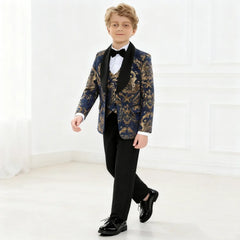 Navy Floral Boys Formal Suit