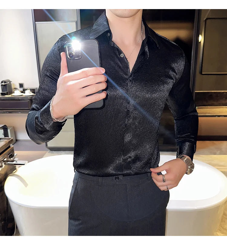 Glossy Slim Fit Men’s Dress Shirt