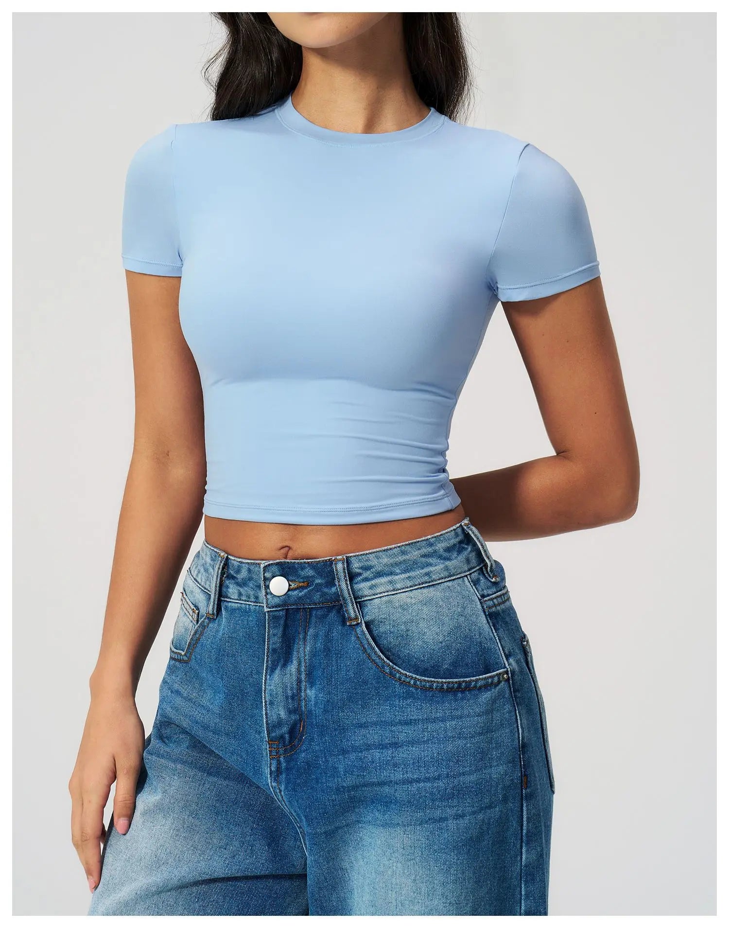Yoga Shirts Women Sexy Exposing The Navel Short Sleeve Workout Crop Top Gym Top Fitness Running Workout Sport T-shirts Yoga Wear
