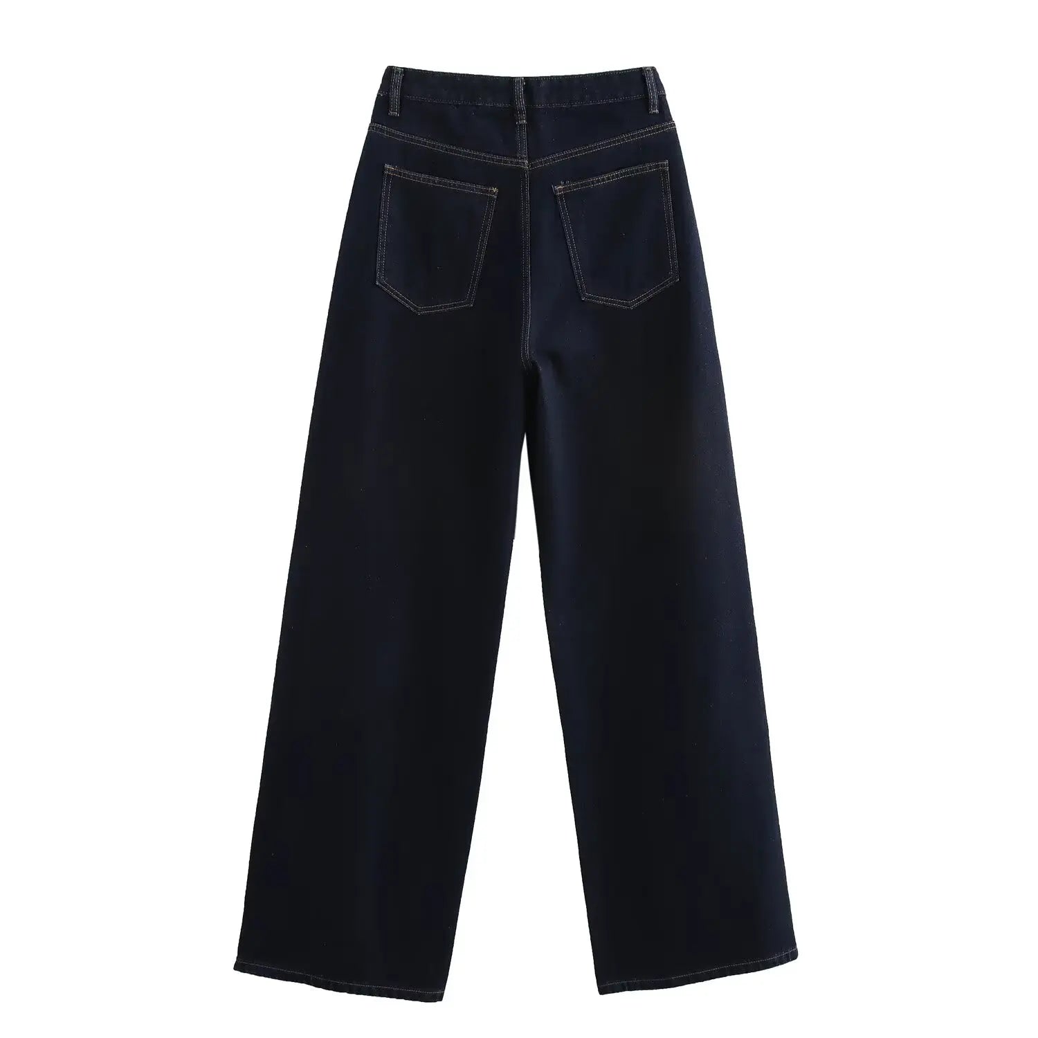 Slanted Placket Retro Wide Jeans