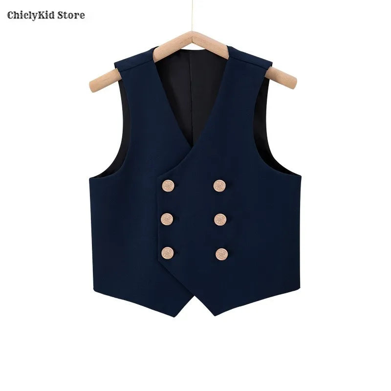 British Style Kids Vest Suit