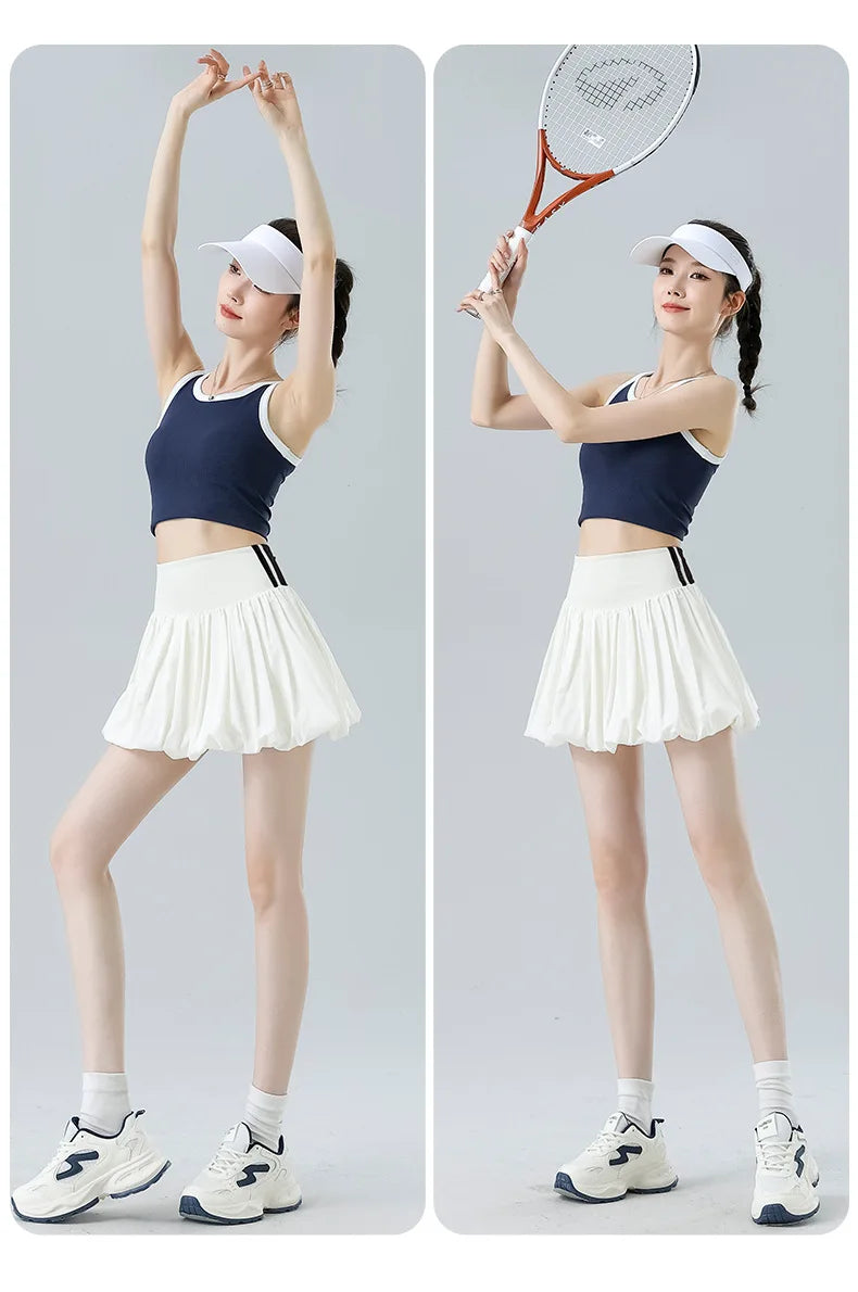 Women‘s Tennis Skirt Summer  High Waist Flared Golf Skirt with Built-in Shorts 2 in 1 Athletic Quick Dry Shorts Skirt Pickleball