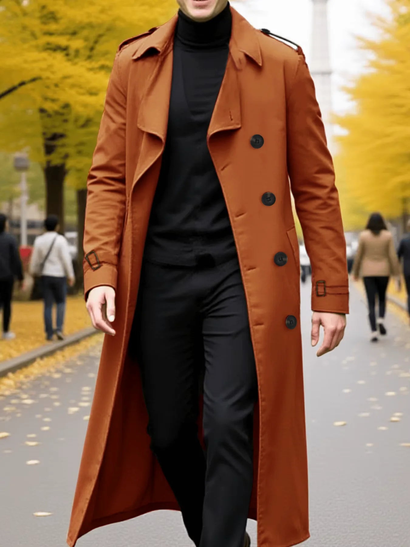 RVHSWDS Double Breasted Long Trench Coat