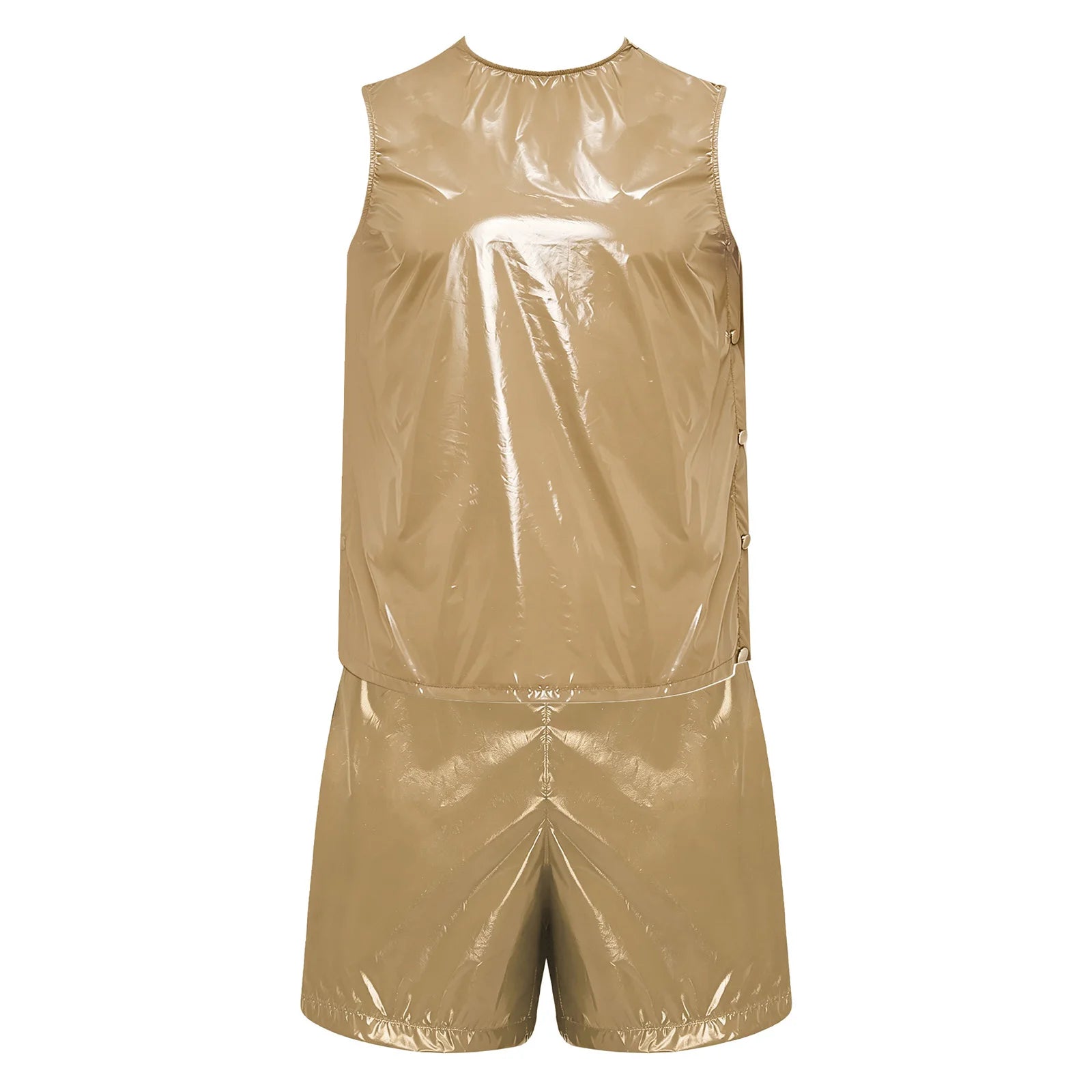 Mens Special Needs Waterproof Sweat Tracksuit Tank Tops And Sides Buttons Boxer Shorts Two Pieces Outfit Adaptive Clothing