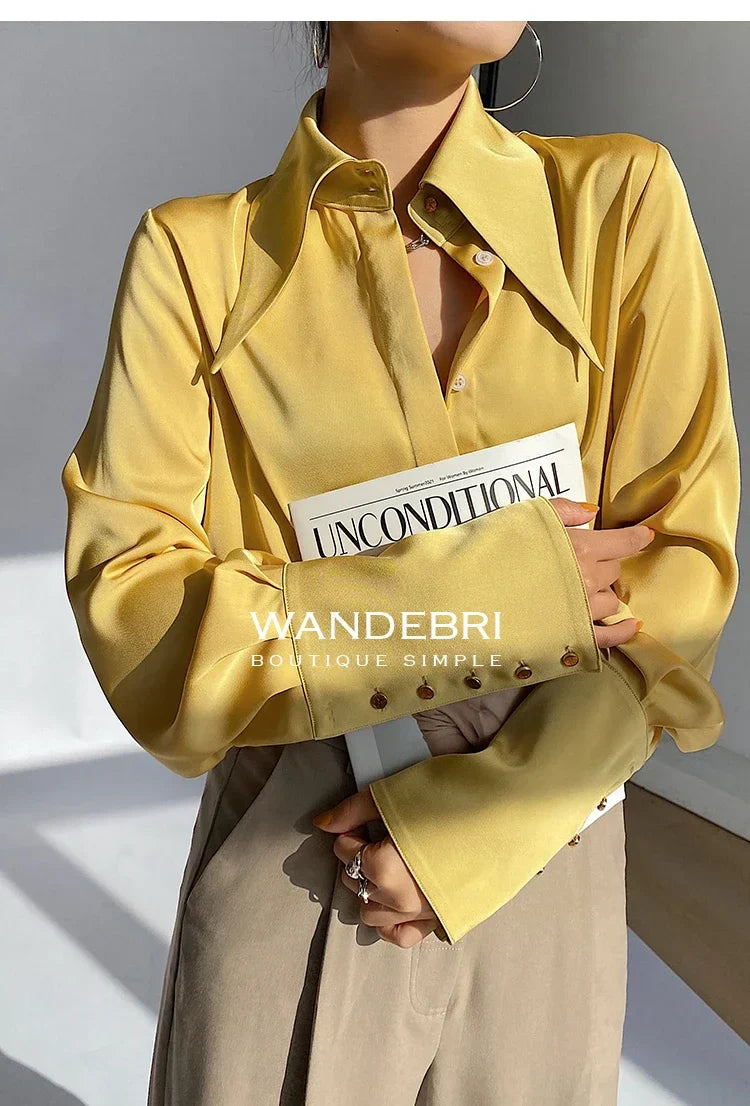 Elegant Satin Office Casual Shirt