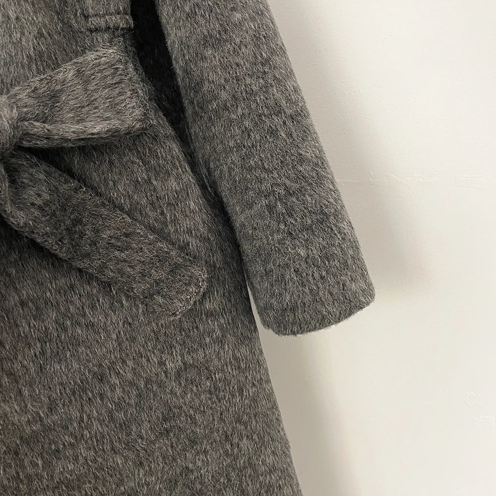 Belted Wool Blend Long Coat