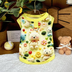 Spring pet apparel: cat & dog clothing - cartoon 3d print, teddy style, cute & breathable, anti-shedding, dropshipping available
