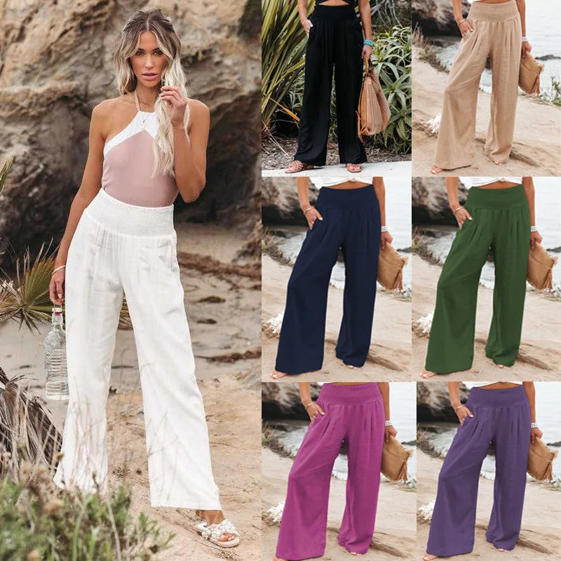 Drawstring Beach Wide Leg Pants