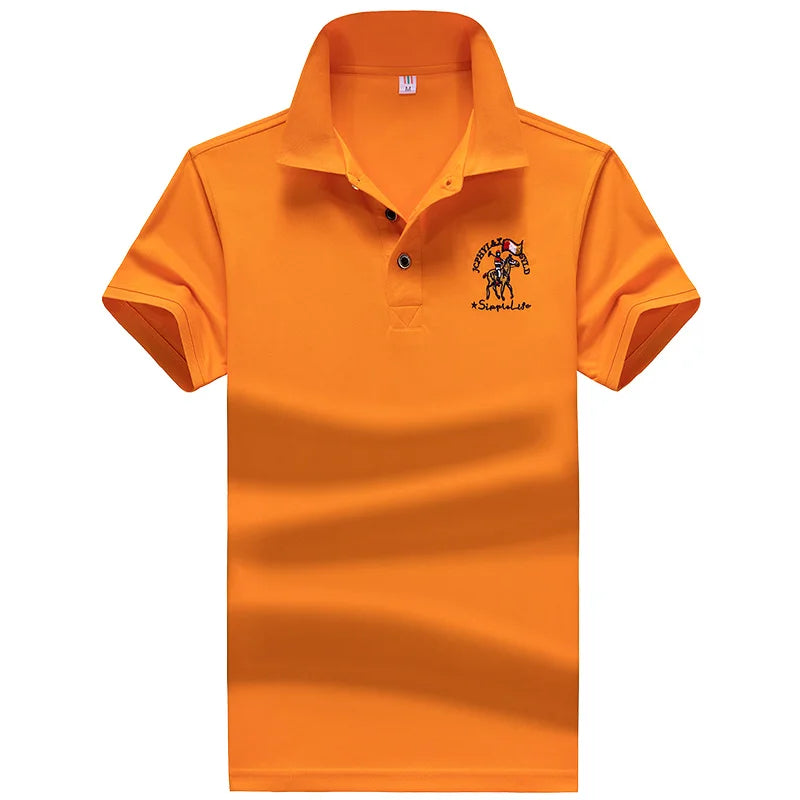 Polo Shirt Men Summer New Men's Short-Sleeved Polo Shirt Mens Embroidery Synthetic Fiber Fabric Youth Casual Business Polo Shirt