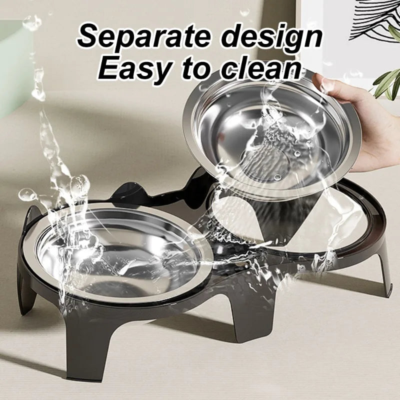 1PC Stainless Steel Cat Food & Water Bowl with Anti-Tip Design Large Capacity Easy-Eat Design for Pet Dog Cat  Feeding Food Bowl