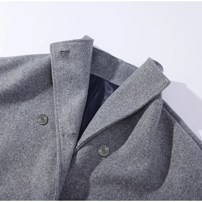 2025 Autumn Woolen Coats Women Casual Double Breasted Stand Collar Female Office Short Jackets Chic Lady Loose Street Outwear