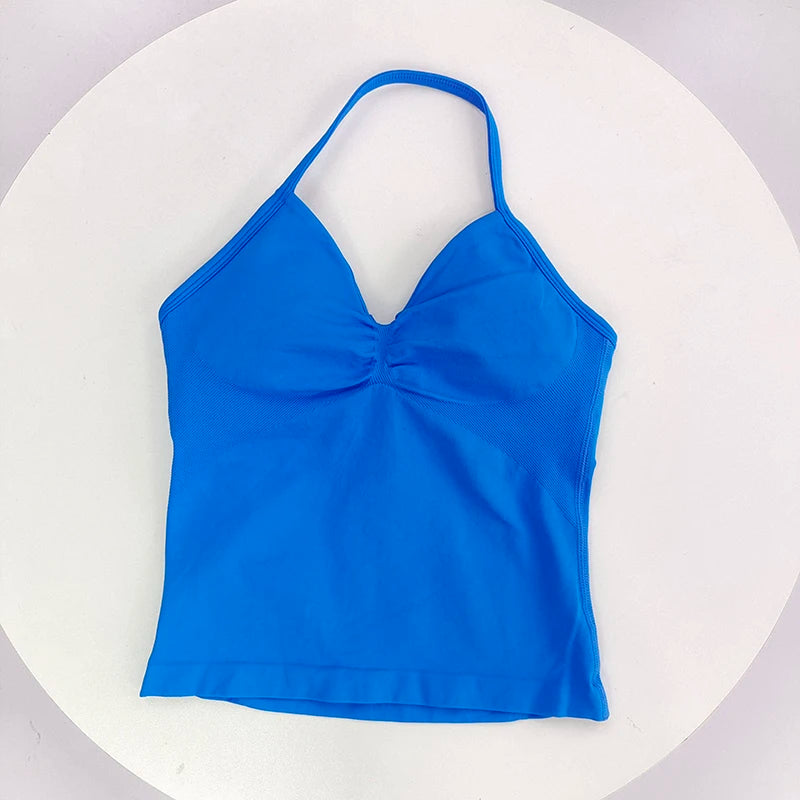 Women's Sexy Sports Bra - Open Back Design, Breathable Stretchy Fabric for Yoga - Elegant Solid Color All-Season Activewear