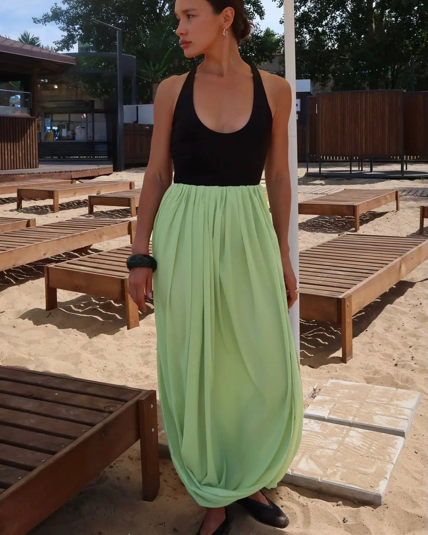 Irregular Skirt for Women Spring Summer New Elegant Street Style Skirt Women's Fashion Loose Ruched Draped Side Split Maxi Skirt