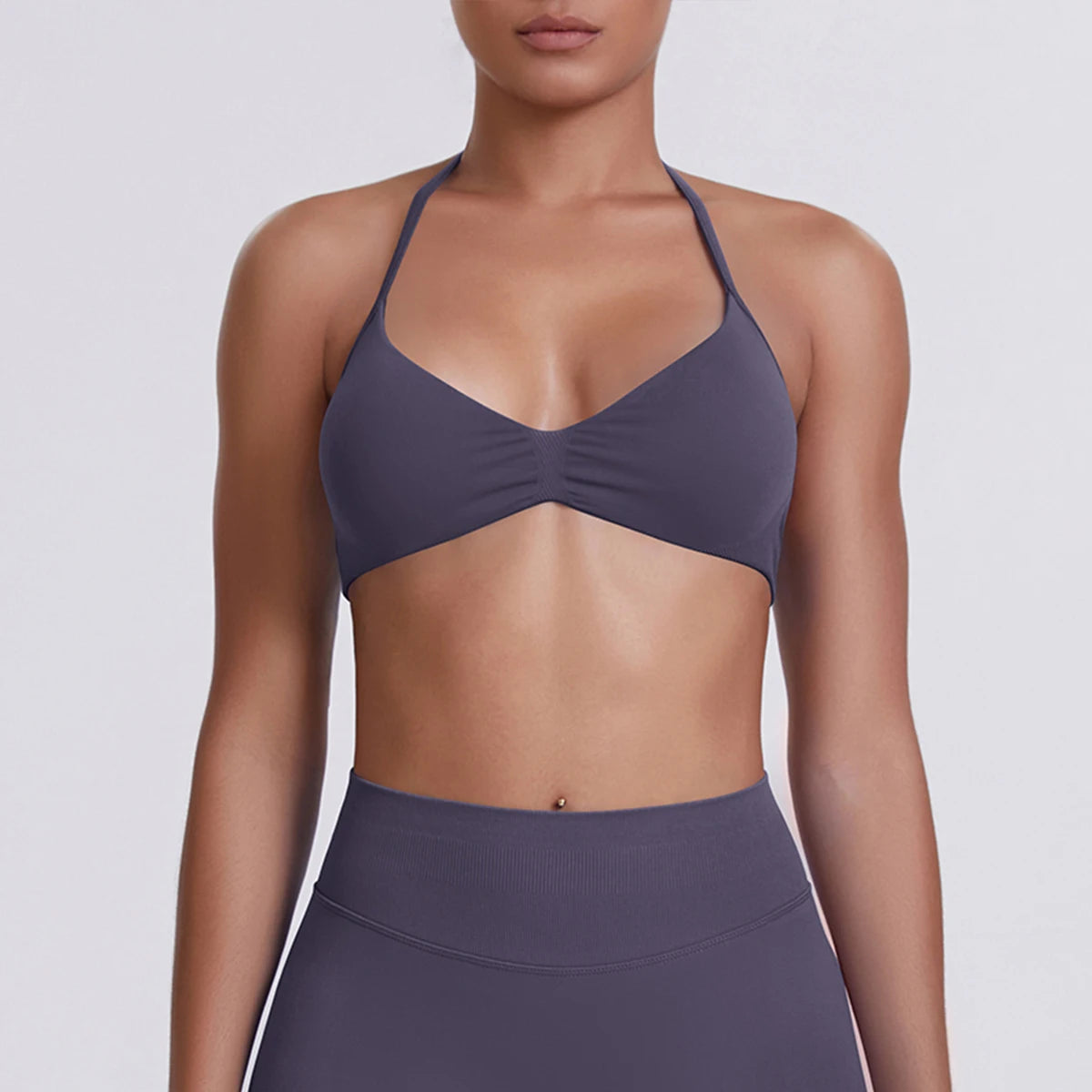 Sport Bra Strappy Bra Top Women High Support Thin Strap Halter Sport Seamless Bras Scrunch Workout Yoga Tank