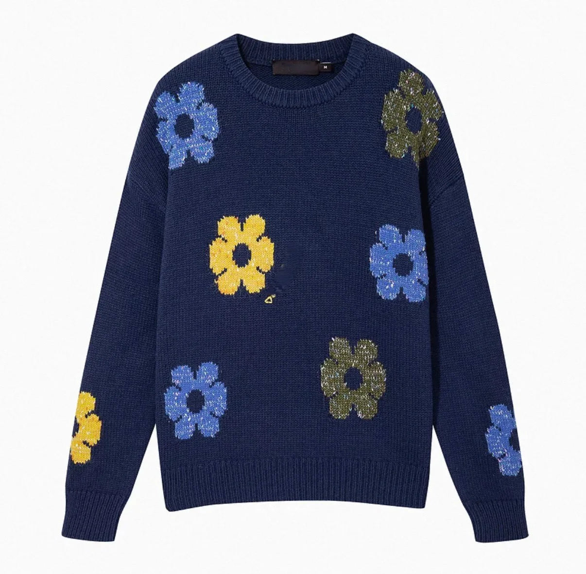 Floral Jacquard Knit Pullover Sweater