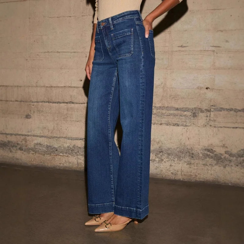 High Waist Retro Straight Jeans