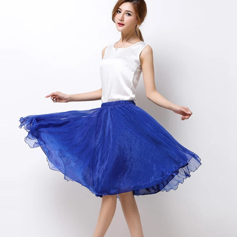 Silk Pleated High Waist Midi