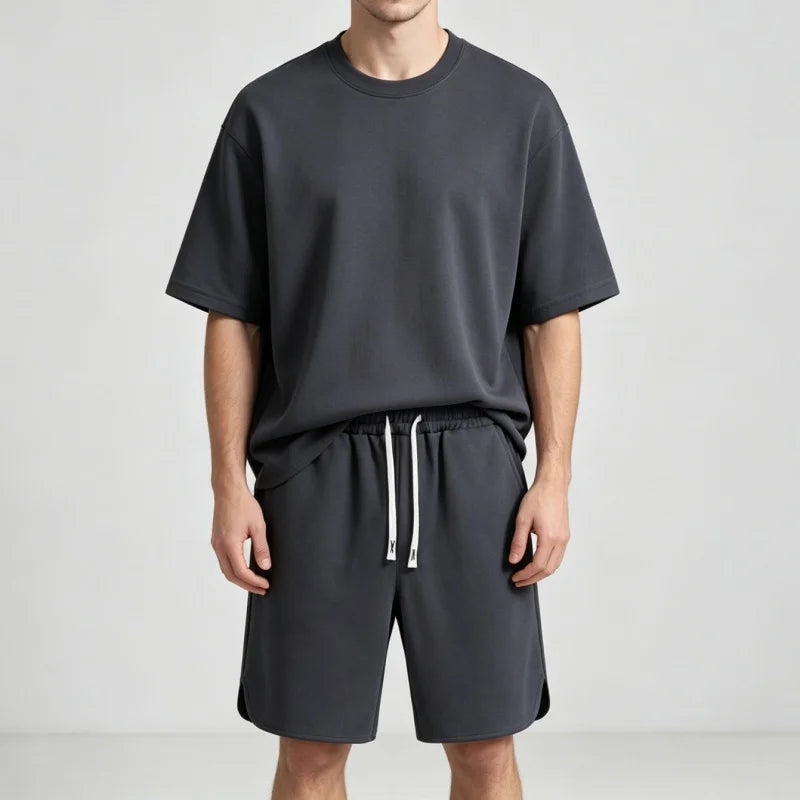 NEW Summer Men Suit Round Neck Short Sleeve T-shirt+shorts Two Piece Set Loose Outdoor sport Casual Suit men T-shirt Tracksuit