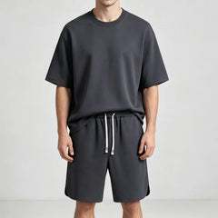 NEW Summer Men Suit Round Neck Short Sleeve T-shirt+shorts Two Piece Set Loose Outdoor sport Casual Suit men T-shirt Tracksuit