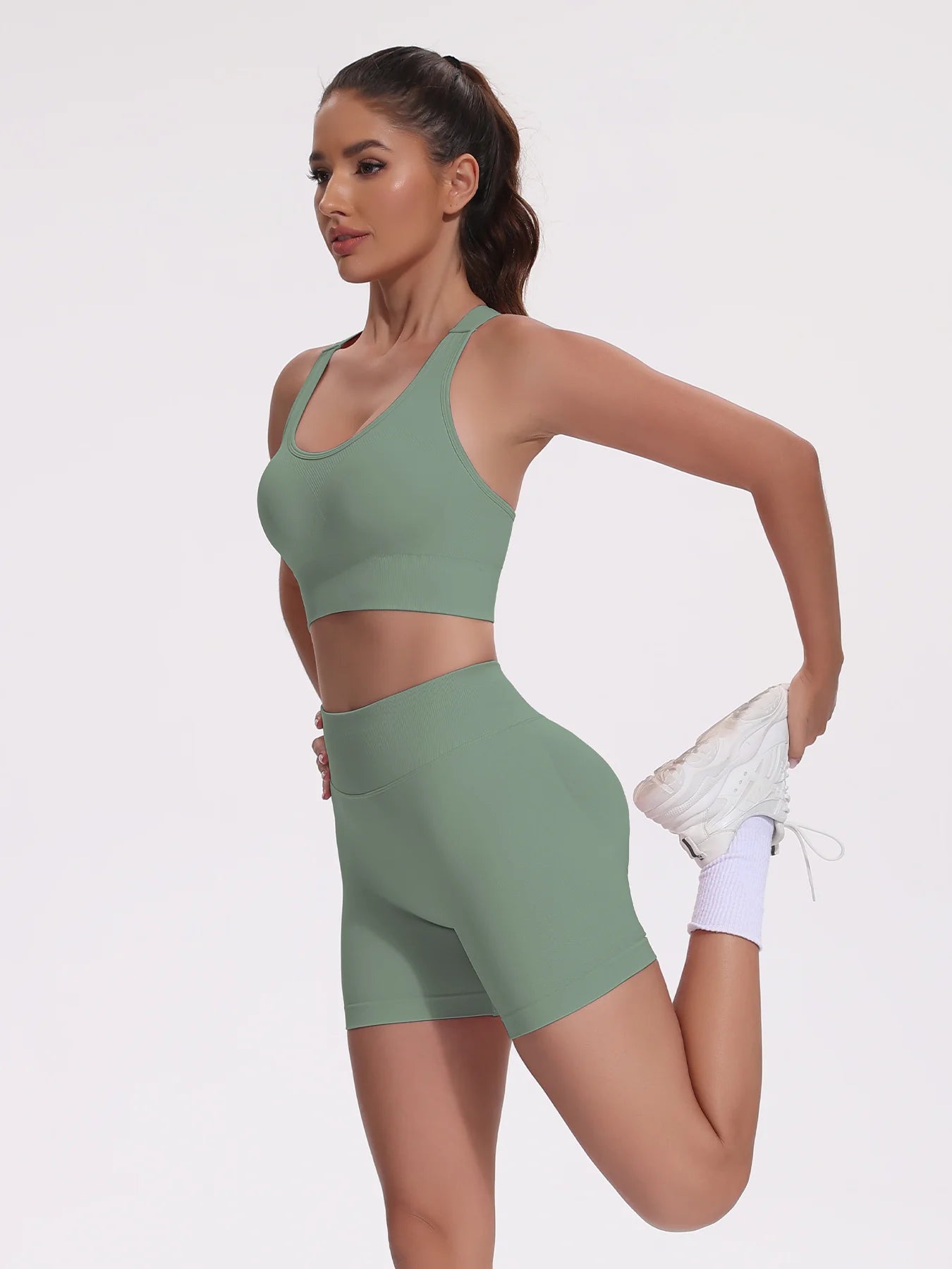 Beautiful Back Sports Bras For Women Seamless Adjustable Strap Shockproof Elastic Fitness Athletic Brassiere Slim Yoga Top