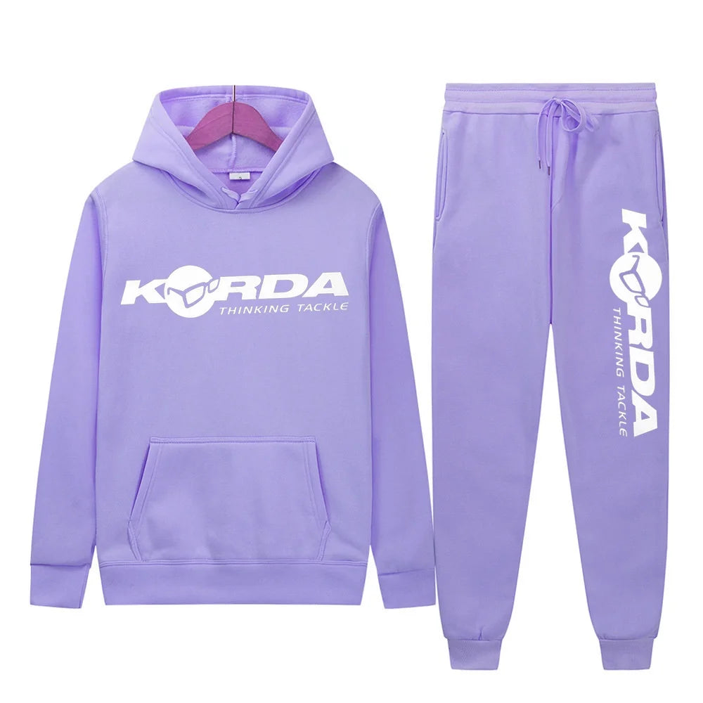 Men's Women 2Pcs Sets Fleece Sweatshirt Hoodies Pants Korda Inspired Tribute Male Sportswear Tracksuits Unisex Ensemble Homme