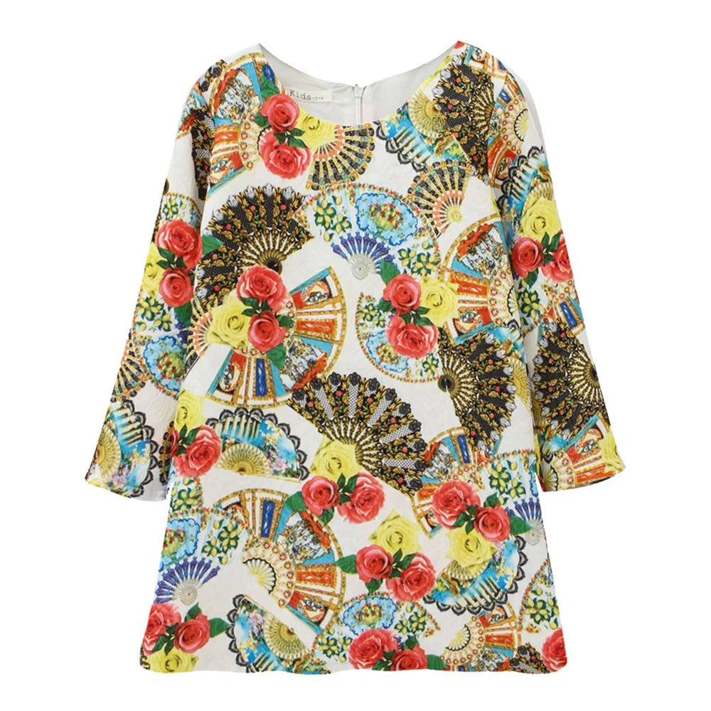 Printed Flower Casual Girls Dress