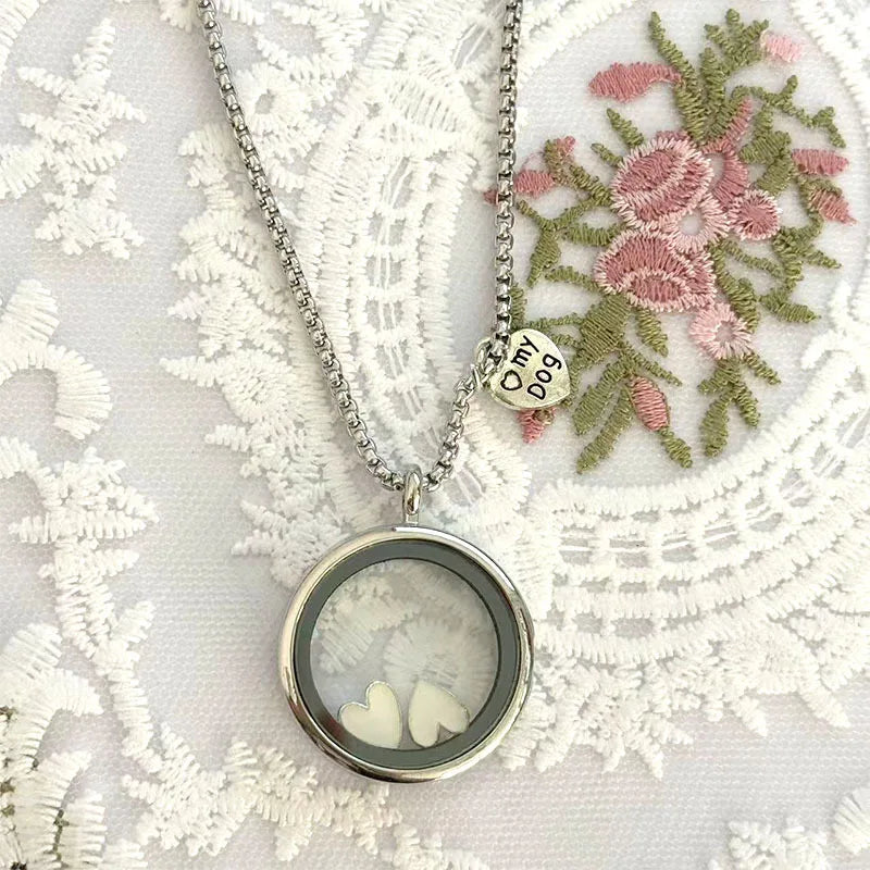 Pet Souvenirs Can Hold Cat or Dog Hair Necklaces, Pendants, Alloy Glass Photo Frames, Pendants, and Pet Accessories