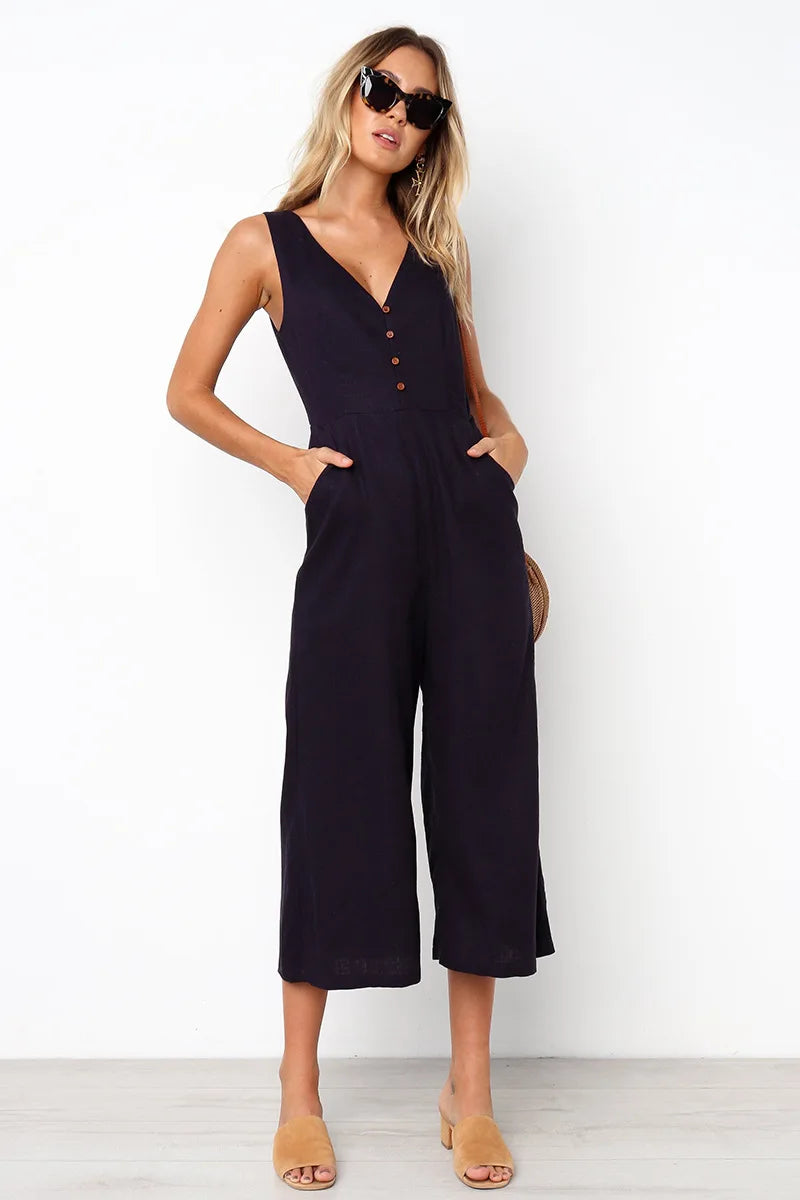 Urban V-Neck Streetwear Jumpsuit
