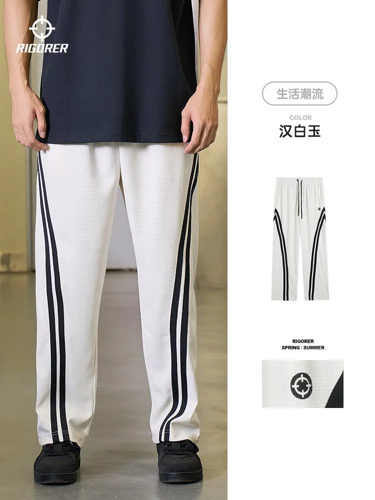 RIGORER 2026 New Straight Joggers Men Jogging Sweatpants Sportswear Knit Tracksuit Sports Pants Trousers Wide Leg Clothing