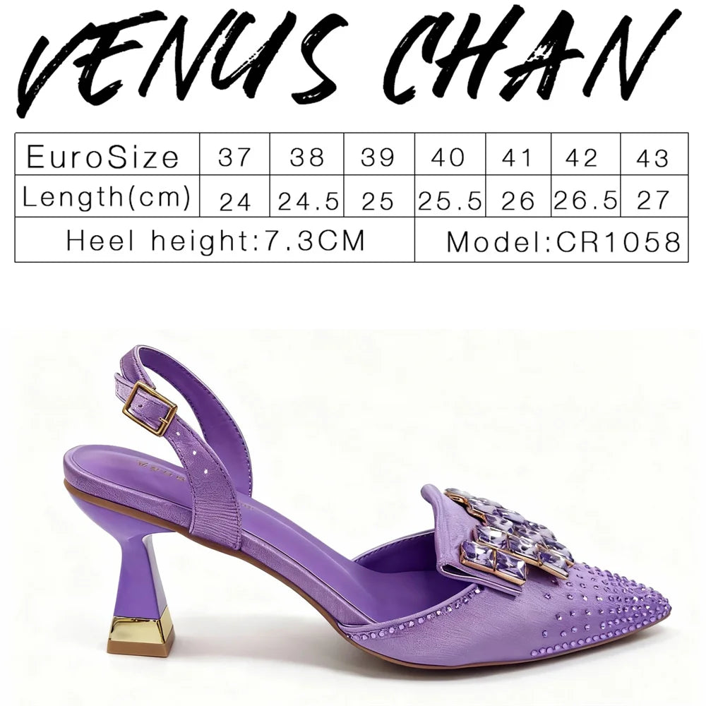 Chic Women’s High Heels – Sparkling Diamond Accents & Sleek Pointed-Toe Design for Parties and Daily Commuting