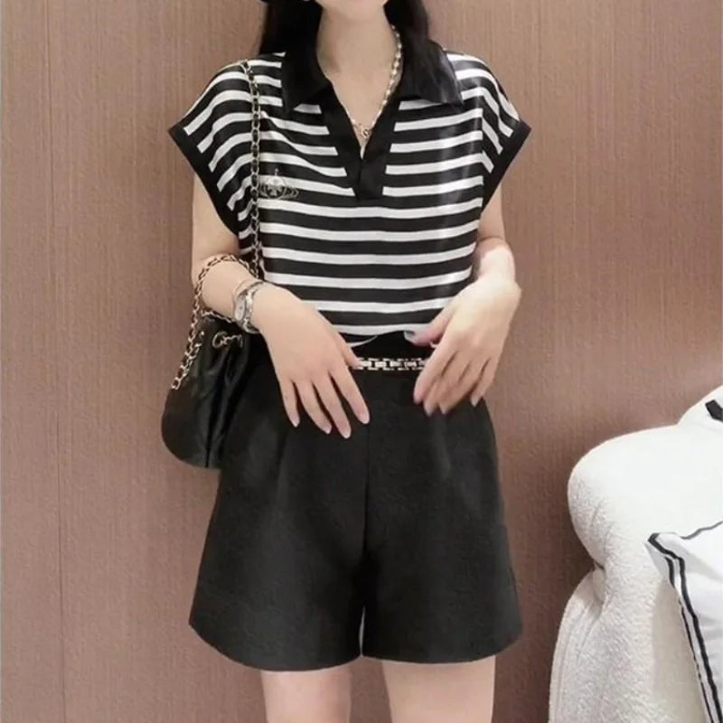 Striped Two Piece Summer Short Set