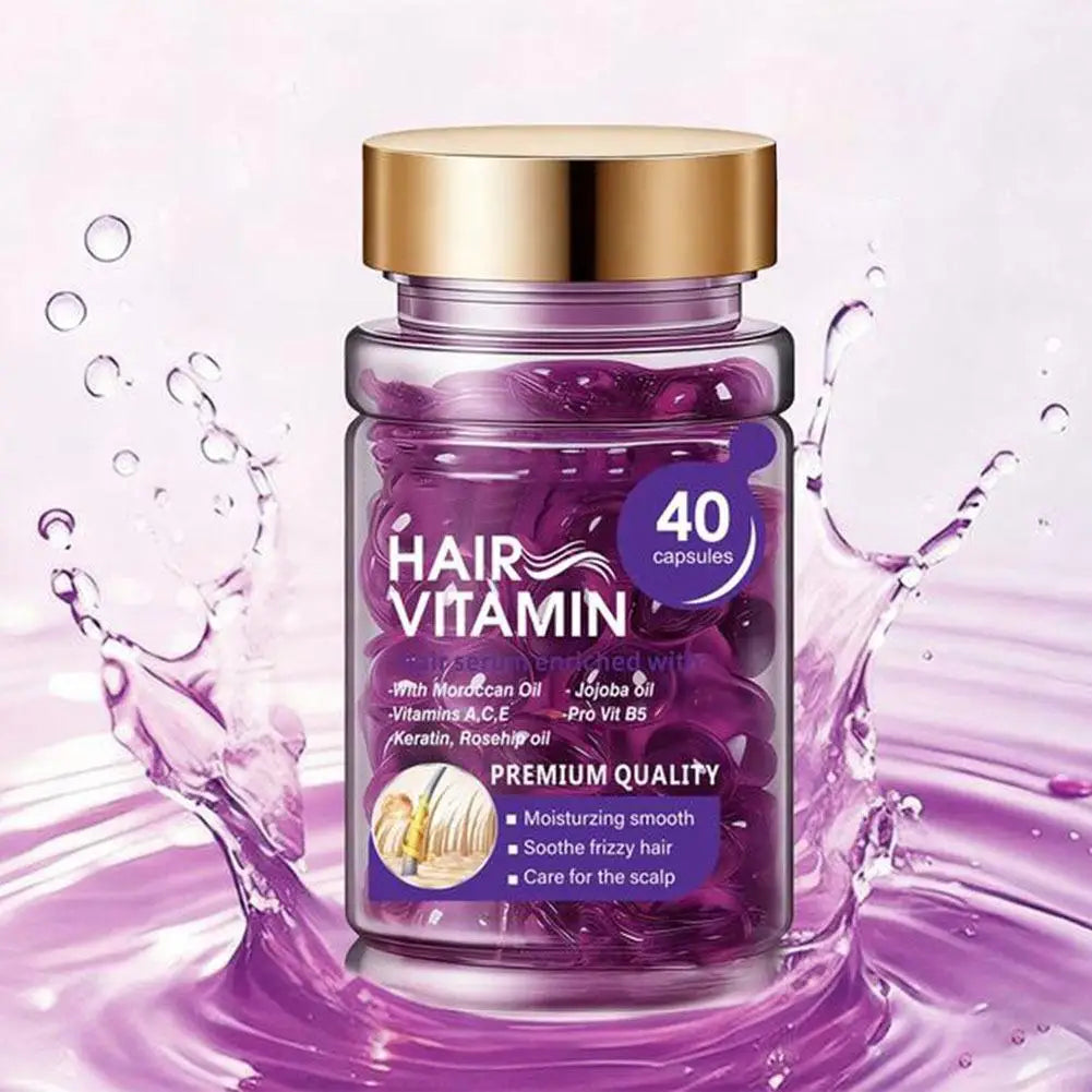 Hair Vitamin Serum Capsules 40Pcs With Moroccan Jojoba Oil Keratin Nourishing Hair Oil For Dry Damaged Frizzy Repair Hair Care