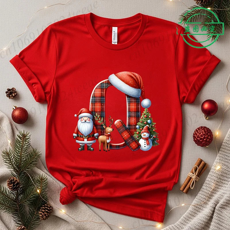 Festive Alphabet Holiday Casual Tee