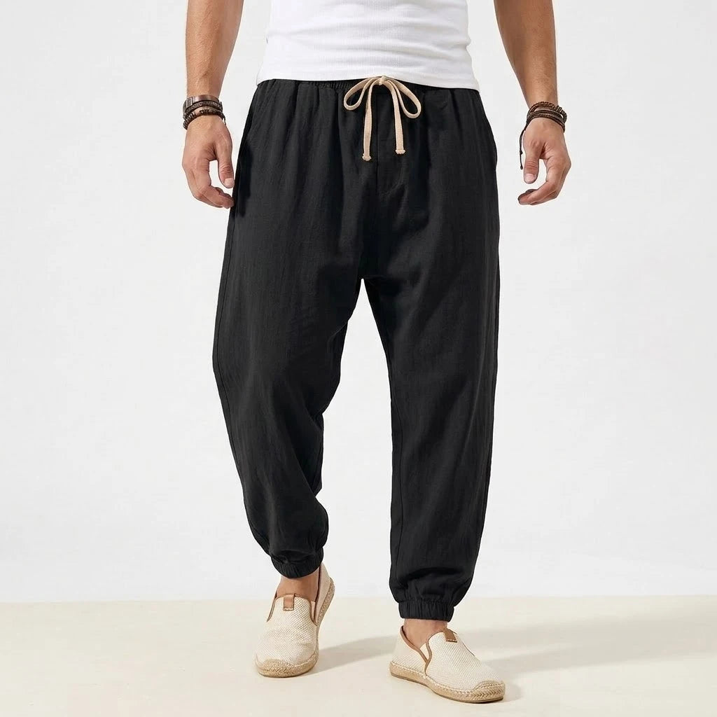 Men's Joggers Streetwear Casual Harem Pants Sport Large Sweatpants Korean Breathable Cotton Trousers Elastic Waist Long Pants