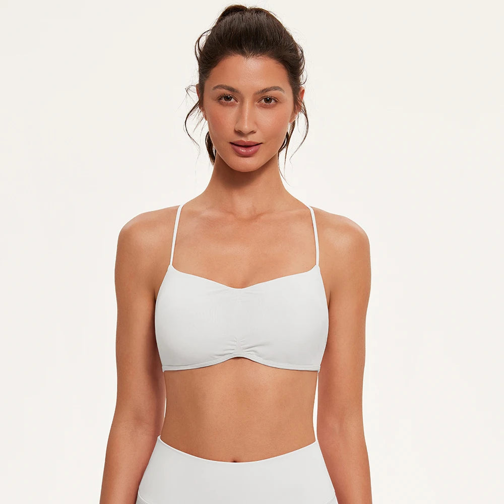Sports Bras for Women Strappy Bras Open Back Shockproof Quick-Drying Yoga Bra Padded Gym Crop Tops Workout Fitness Bra Women