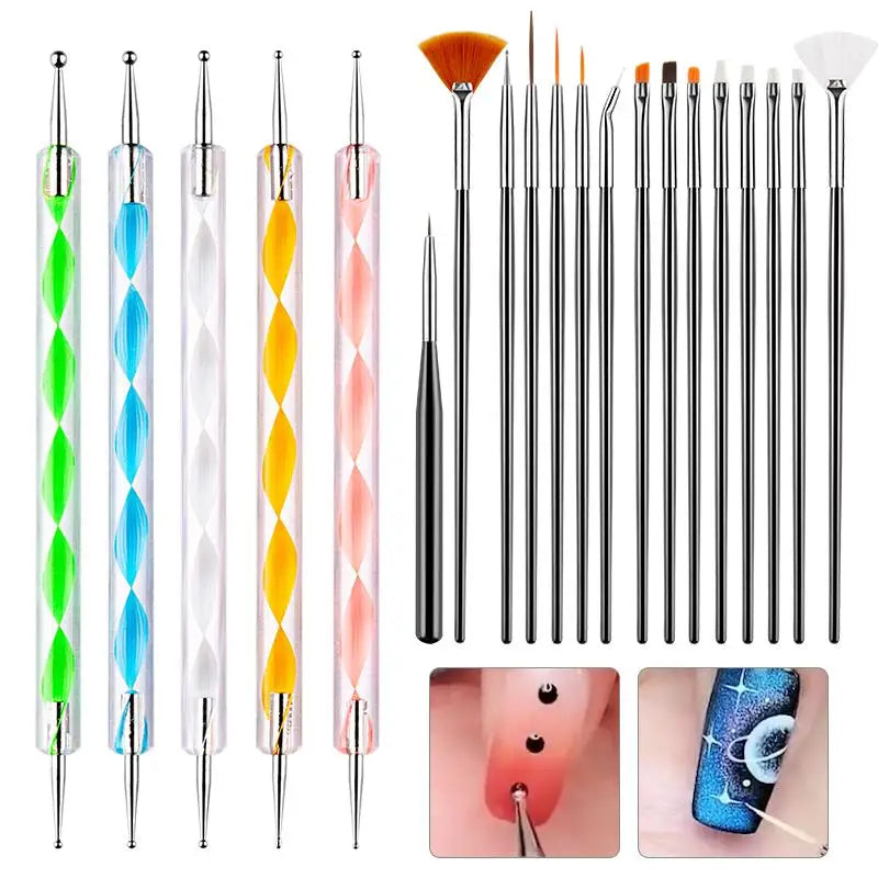 Nail Art Brushes Nail Art Tool Set Nail Dotting Tools Nail Dust Brush Striping Long Lines Nail Drawing Pen Nail Design