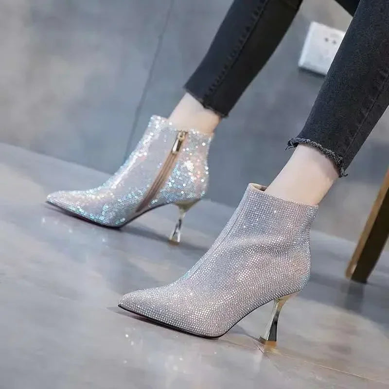 Very High Heels Heeled Female Short Shoes New In Booties Autumn Quality Chic and Elegant Large Size Warm Y2k Women's Ankle Boots
