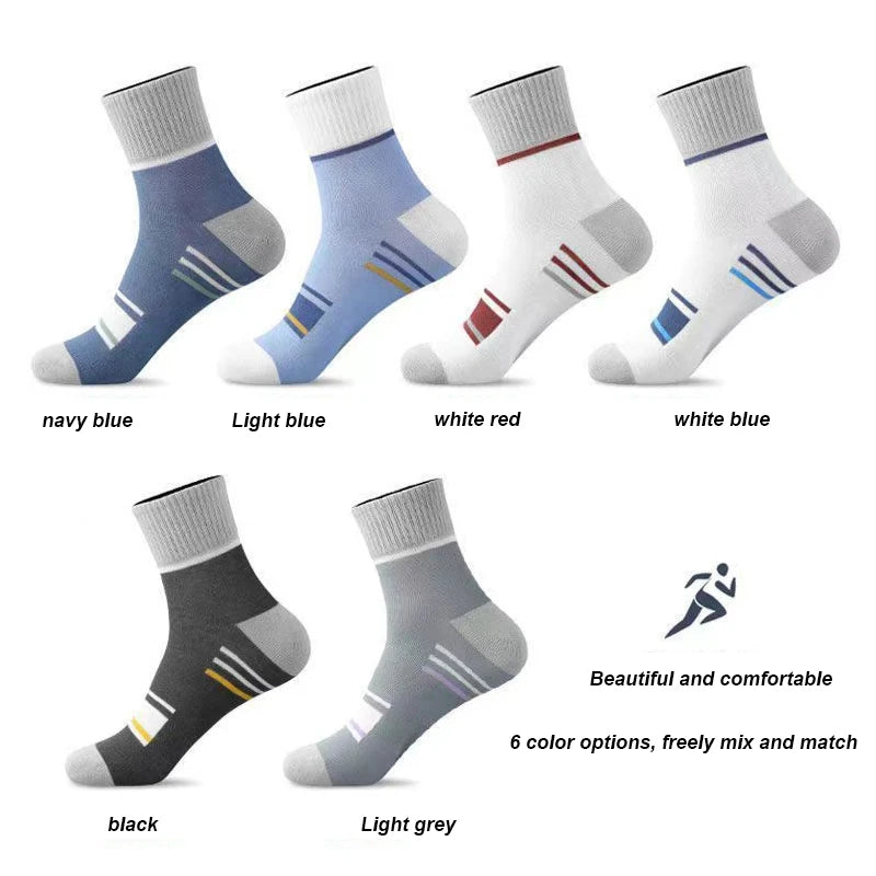 Men’s Breathable Cotton Crew Socks – 6-Pair Set