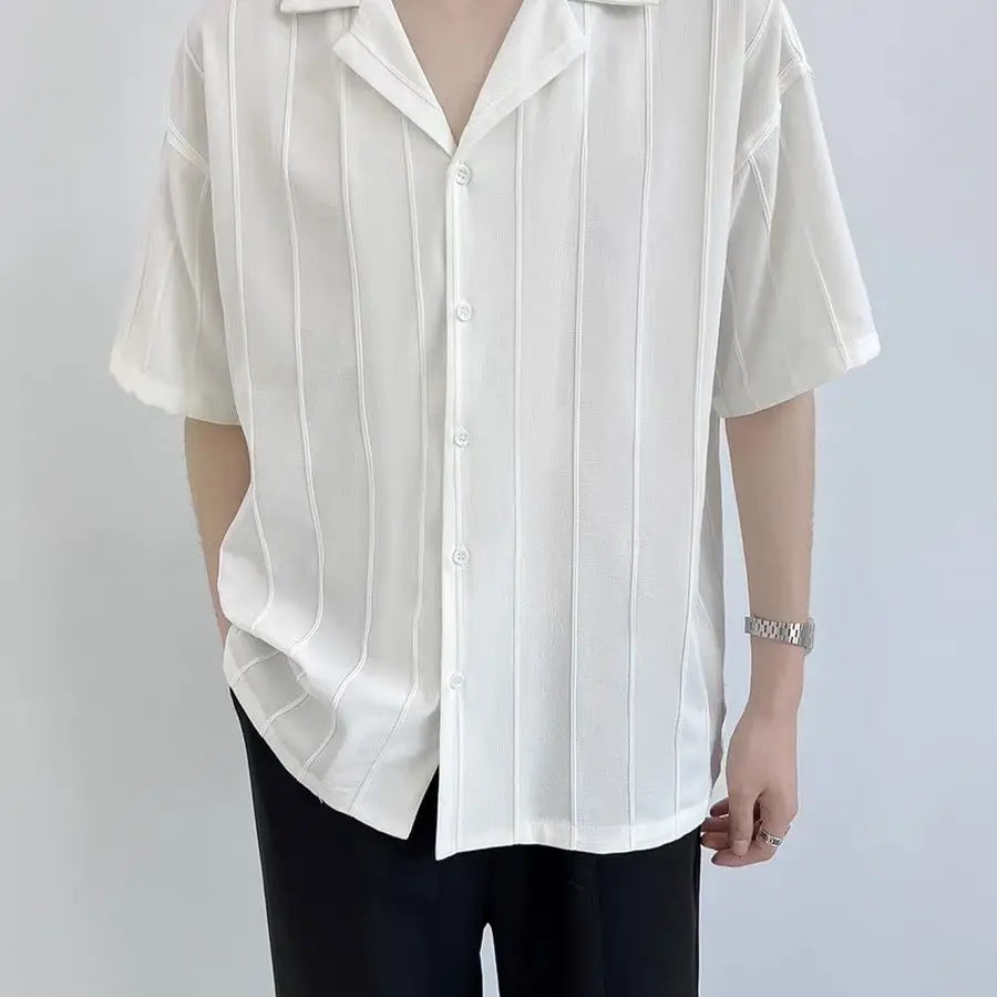 Striped Short Sleeve Shirt Men