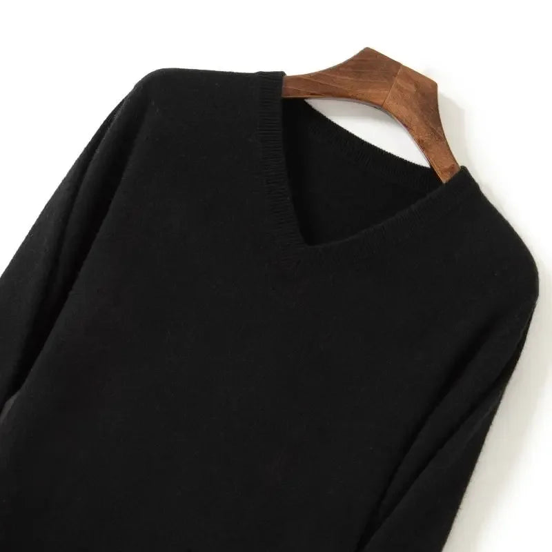Thick Solid V-Neck Pullover