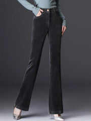 High Waist Corduroy Women's Pants Spring Autumn Winter Fashion Micro Flared Casual Trousers Slimming Warm Long Pants