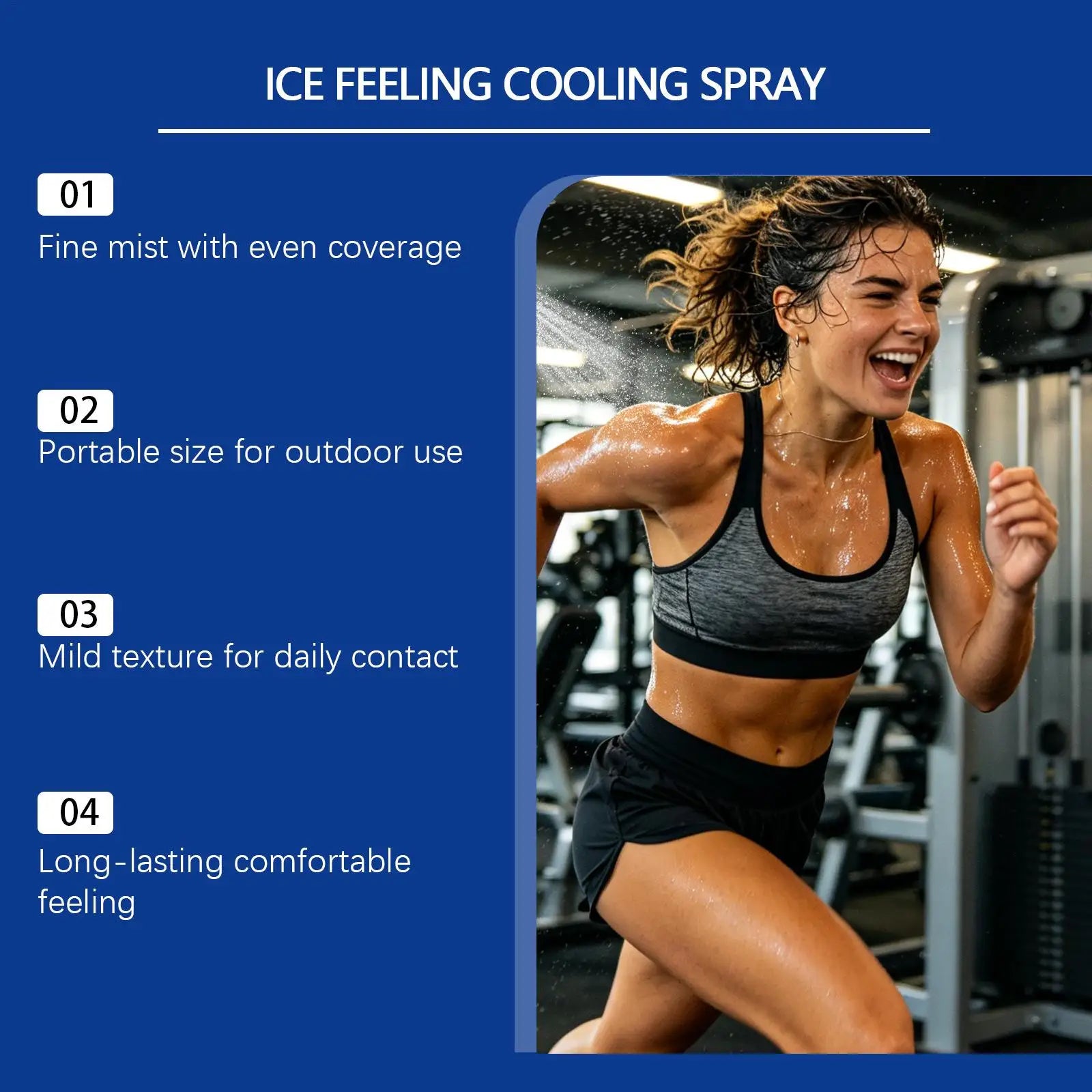50ml Cooling Spray Body Instant Cooling Mist Long Lasting Non Sticky Heat Relief Face Skin Clothing Sports Travel Hiking