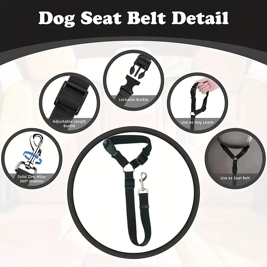 Pet Dog and Cat Seat Belt Car Headrest Restraint Adjustable Safety Rope Car Seat Belt Dog Pet Accessories Pet Supplies