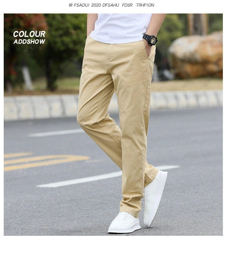 Men's High-Quality Chinos -Cotton Casual Trousers - Breathable Straight Pants (Sizes W28-w40)